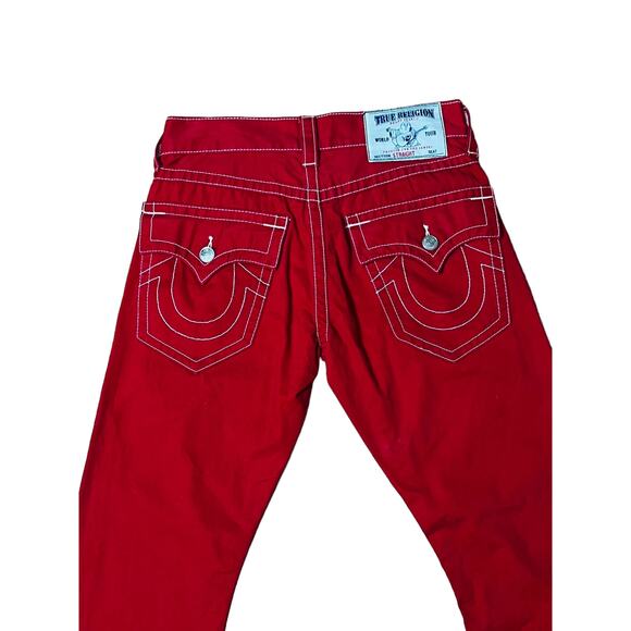 True Religion Red Straight Leg Womens Jeans Size 29 Zip Closure 100% Cotton - Picture 10 of 12